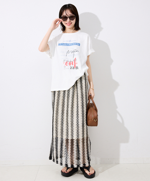 SLOBE IENA tシャツ USAコットンロゴプリントTEE レディース