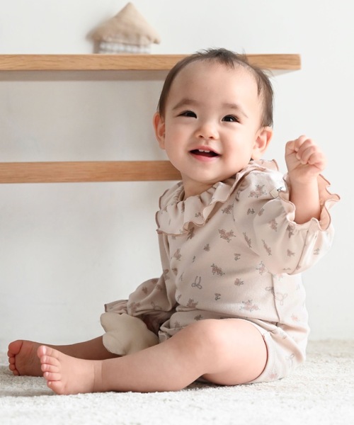 PUPPAPUPO（プッパプーポ） ベビー服 ロンパース 衿フリル 長袖