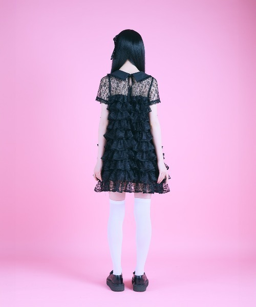 AVENCHUMU ワンピース Full of frills lace tiered one piece