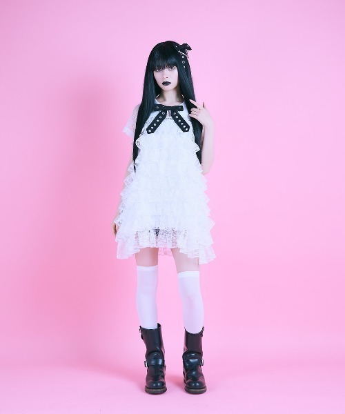 AVENCHUMU ワンピース Full of frills lace tiered one piece