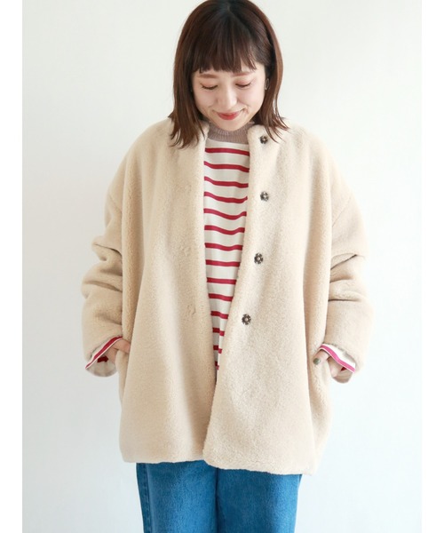 Samansa Mos2（サマンサモスモス） ノーカラーコート フリ- キナリ