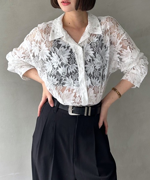 PAGEBOY（ページボーイ） ブラウス シャツ レースカイキンシャツ（長袖