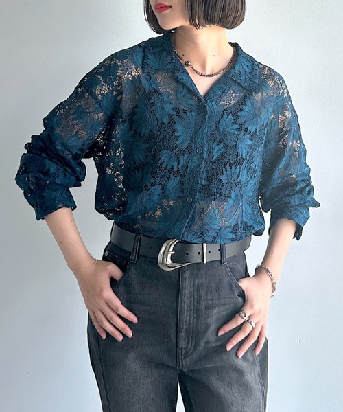 PAGEBOY（ページボーイ） ブラウス シャツ レースカイキンシャツ（長袖 