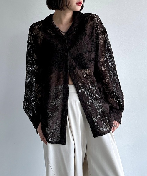 PAGEBOY（ページボーイ） ブラウス シャツ レースカイキンシャツ（長袖