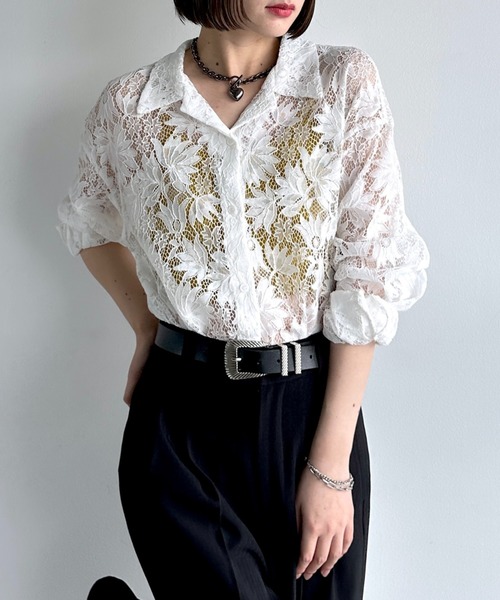 PAGEBOY（ページボーイ） ブラウス シャツ レースカイキンシャツ（長袖