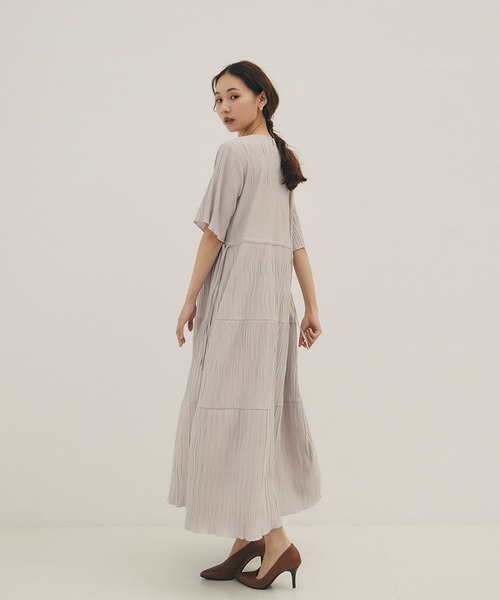 「RANDEBOO」 半袖ワンピース FREE ライトグレー レディース_画像9