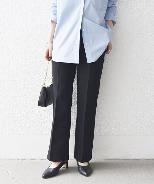 SHIPS any パンツ any:「洗濯機可能」ダブルクロス セミフレア パンツ