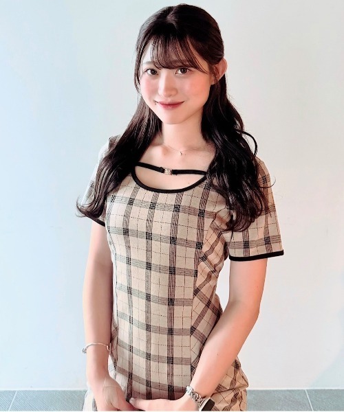 NOMAE ワンピース チェックバックリボンロングワンピース