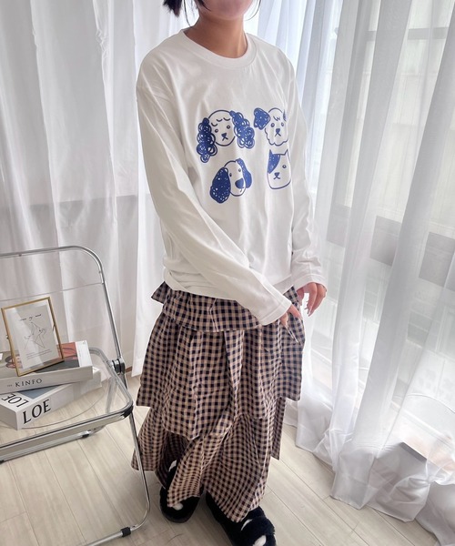 tシャツ アニマルイラストデザインロンT／長袖Tシャツ レディース