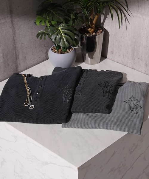 【専用品】90sUSA製NINTENDO64刺繍ヘンリーネックシングルステッチ ヘンリーネック tシャツ クロス刺繍 ピグメント ワッフル ロンT