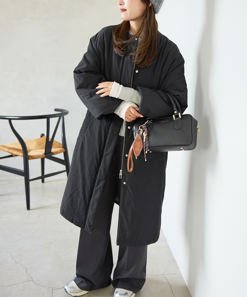 SLOB IENA ミドル丈　ノーカラーコート SLOBE IENA コート アウター 「ストール付き/WEB限定/」中綿