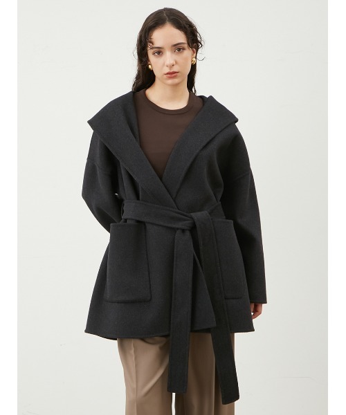 新品未使用ミラオーウェン　ウールリバーローブコート　チャコール Mila Owen（ミラオーウェン）の「ウールリバーローブコート（その他