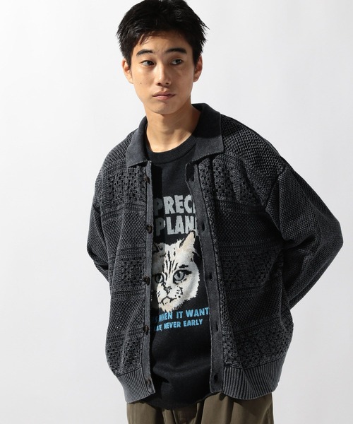 niko and…（ニコアンド） カーディガン クロシェ切り替えニット