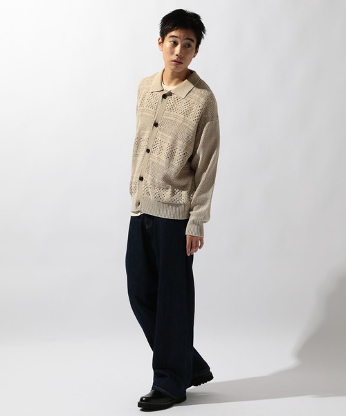 niko and…（ニコアンド） カーディガン クロシェ切り替えニット