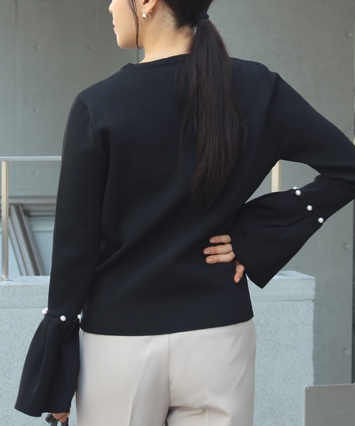 「INCEDE」 長袖ニット LL ブラック×ホワイト レディース_画像6