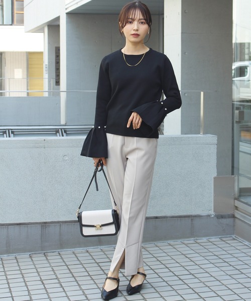 「INCEDE」 長袖ニット LL ブラック×ホワイト レディース_画像7