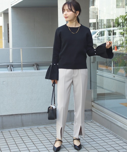 「INCEDE」 長袖ニット LL ブラック×ホワイト レディース_画像9