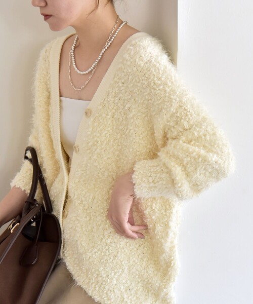 quaranciel カーディガン quaranciel:「手洗い可能」ネップツイード V