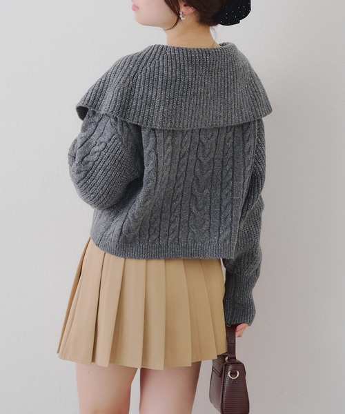 continuer de NICE CLAUP ニット セーター ビッグ衿ZIPUPニット