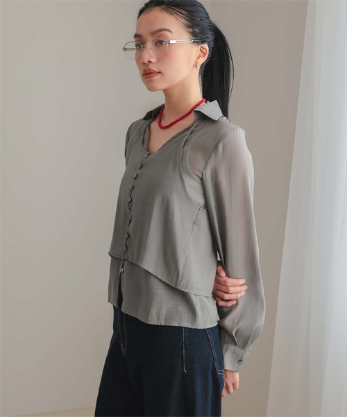 miette（ミエット） ブラウス シャツ シアーホルターネックブラウス