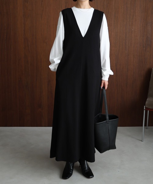 「evernavy」 ノースリーブワンピース M ブラック レディース_画像3