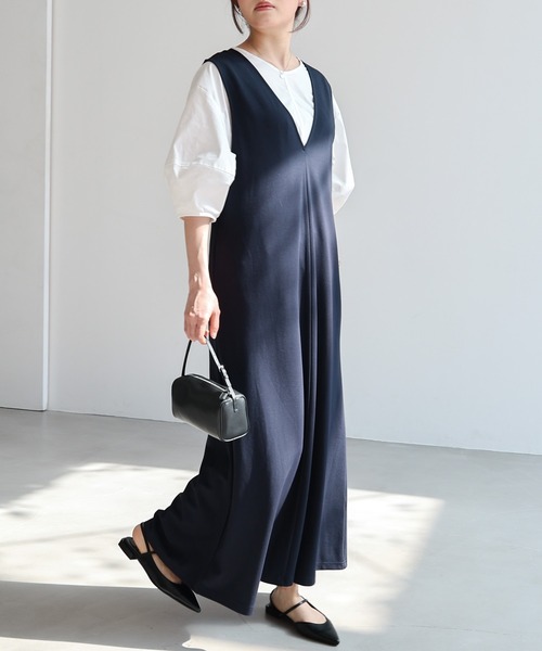 「evernavy」 ノースリーブワンピース M ブラック レディース_画像6