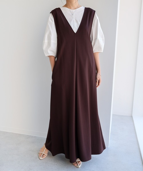 「evernavy」 ノースリーブワンピース M ブラック レディース_画像9