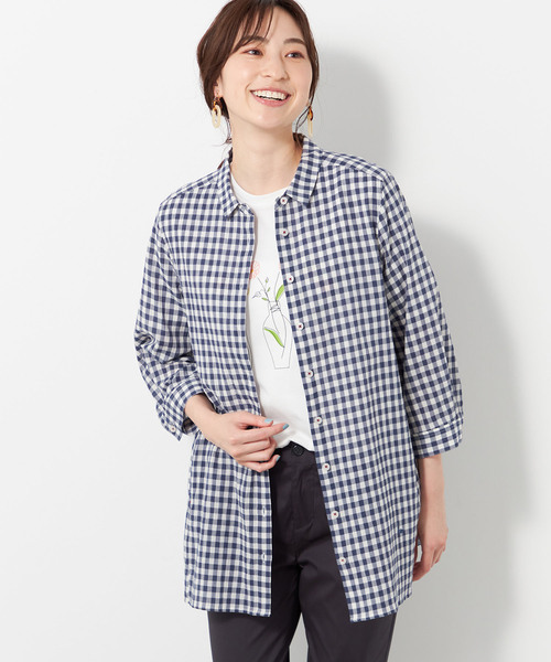 「DECOY SINCE 1981」 7分袖シャツ 13号 ネイビー レディース_画像2