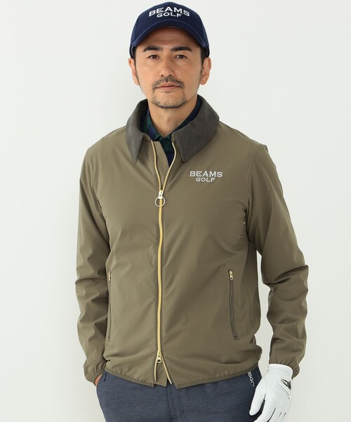 BEAMSGOLF ビームスゴルフ ロゴ刺繍 総柄 カシミヤ ウールジャケット BEAMS GOLF（ビームス ゴルフ） ブルゾン SMALL オリーブ メンズ