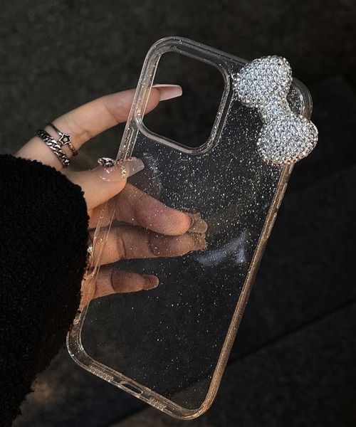 スマホケース キラキラ リボン ラメ入り クリア iPhone ケース 13.13