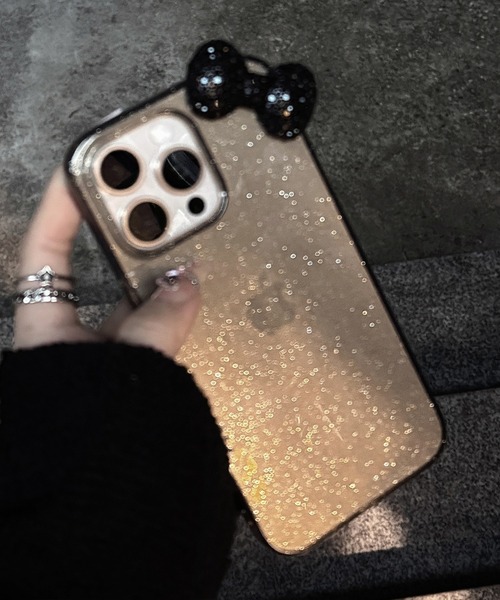 スマホケース キラキラ リボン ラメ入り クリア iPhone ケース 13.13