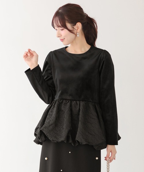 fitmore ジャガード裾バルーントップス Fit more（フィットモア） 裾ジャガードバルーントップス レディース