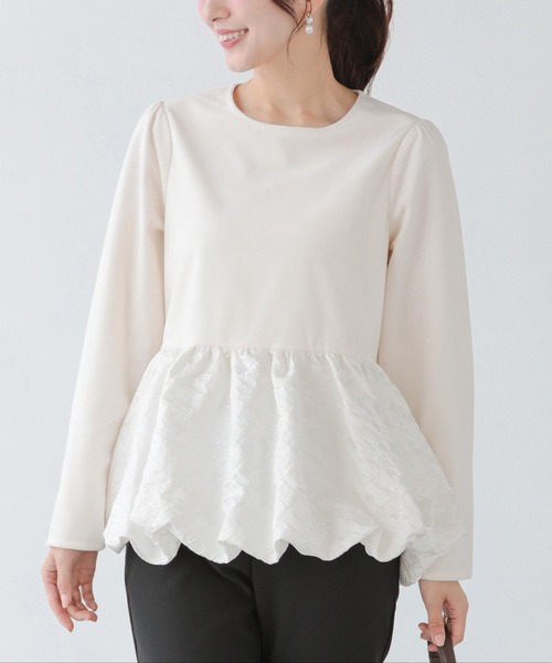 Fit more（フィットモア） 裾ジャガードバルーントップス レディース