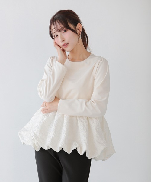 Fit more（フィットモア） 裾ジャガードバルーントップス レディース