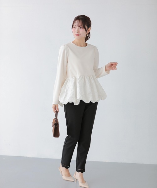 Fit more（フィットモア） 裾ジャガードバルーントップス レディース
