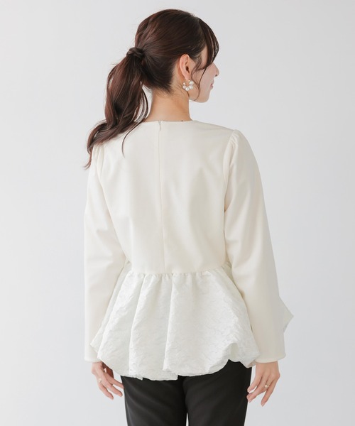 fitmore ジャガード裾バルーントップス Fit more（フィットモア） ジャガード裾バルーントップス レディース