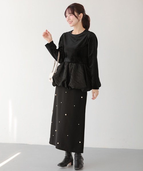Fit more（フィットモア） 裾ジャガードバルーントップス レディース