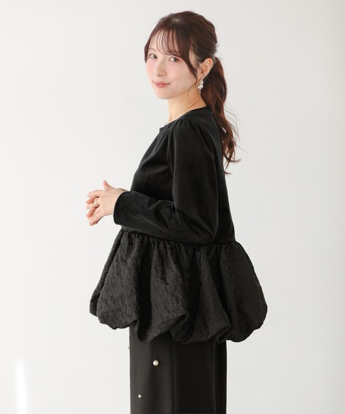 Fit more（フィットモア） 裾ジャガードバルーントップス レディース