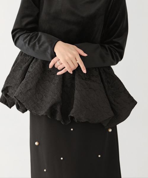 fitmore ジャガード裾バルーントップス Fit more（フィットモア） 裾ジャガードバルーントップス レディース