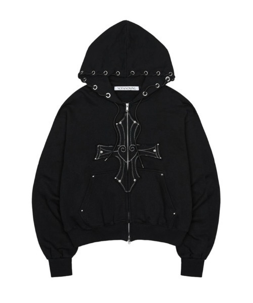 NOT KNOWING パーカー 「NOT KNOWING」Gothic Cross Hood Zip Up