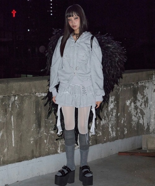 NOT KNOWING パーカー 「NOT KNOWING」Gothic Cross Hood Zip Up