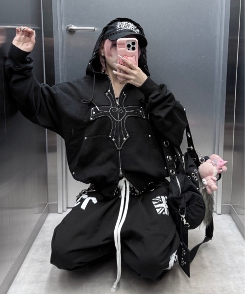 NOT KNOWING パーカー 「NOT KNOWING」Gothic Cross Hood Zip Up