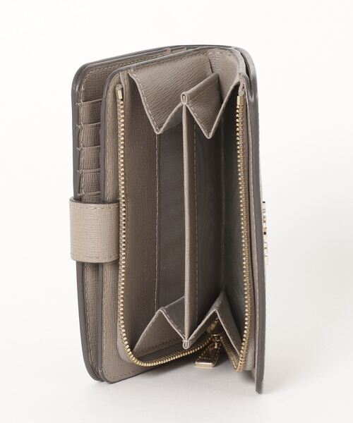 FURLA 二つ折り財布 グレー　新品未使用 フルラFURLA二つ折りコンパクト財布グレー型押し新品未使用品