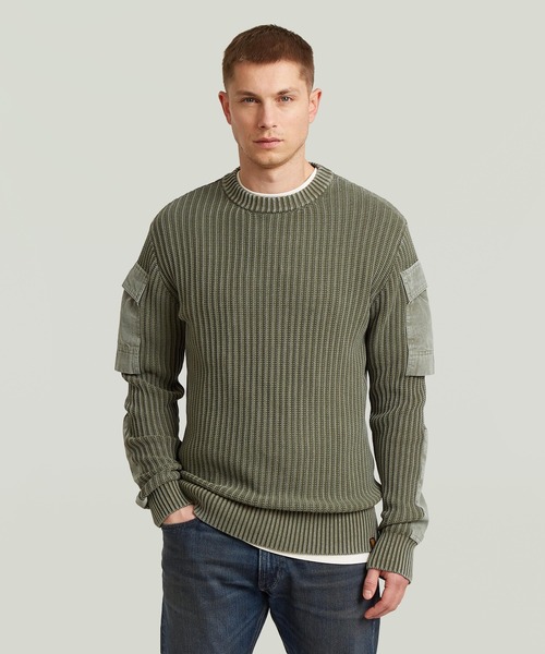 G-STAR RAW セーター ニット Woven Mix Washed Knit Pullover/異素材