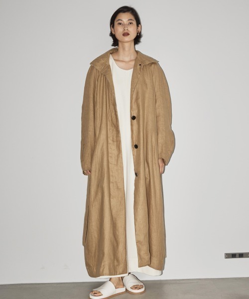 TODAYFUL ベージュ ロングコート38 TODAYFUL 「TODAYFUL」 ノーカラーコート 38inch ベージュ レディース ジャケット・アウター