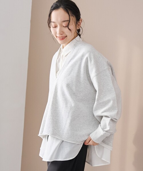 エクリュ　変形ニット、白　コットンラウンドカットソー 000000033588-23.jpg?size=l&w=