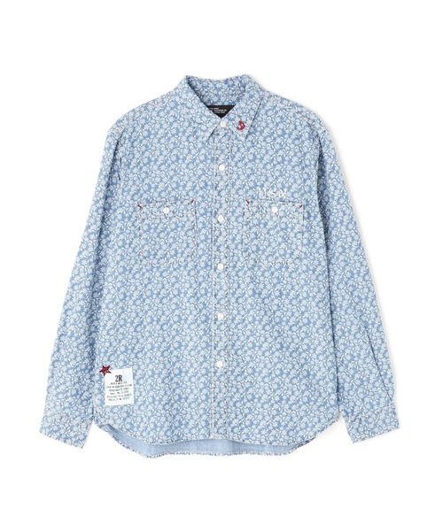 AVIREX（アヴィレックス） シャツ FLORAL PATTERN DENIM WORK L/S