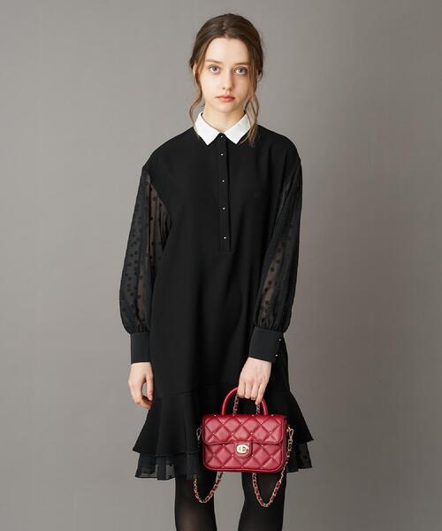 「DRESSTERIOR」 長袖ワンピース 38 ネイビー レディースの画像