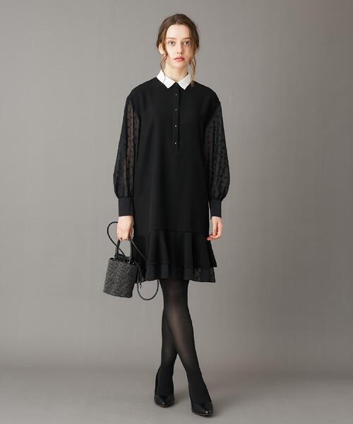 「DRESSTERIOR」 長袖ワンピース 38 ネイビー レディースの画像
