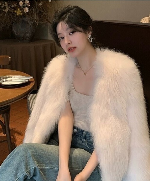 「LADY LIKE」 ノーカラージャケット M グレイッシュベージュ レディース_画像9